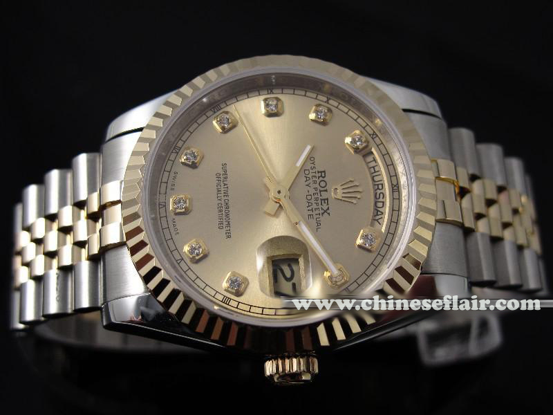 Rolex Jubilee Daydate Tow Tone Mens Watch Gold Face